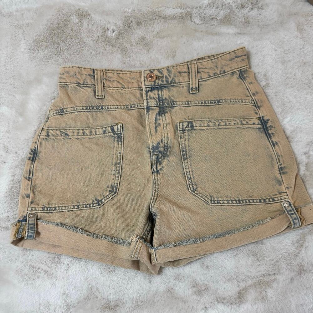 We The Free Palmer Short Light Peachy Wash Button Fly Size 27 Raw Hem Boho